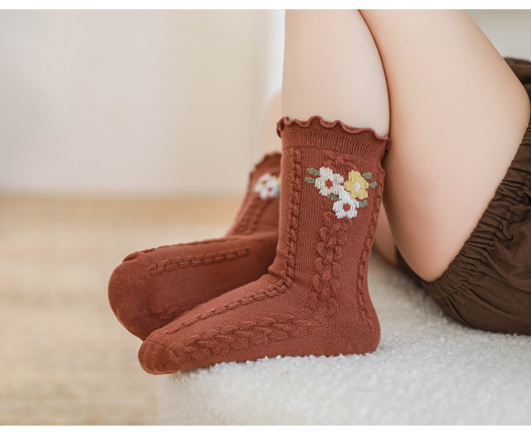 婴儿袜子秋冬木耳边松口不勒女童公主春秋小碎花宝宝无骨中长筒袜详情23
