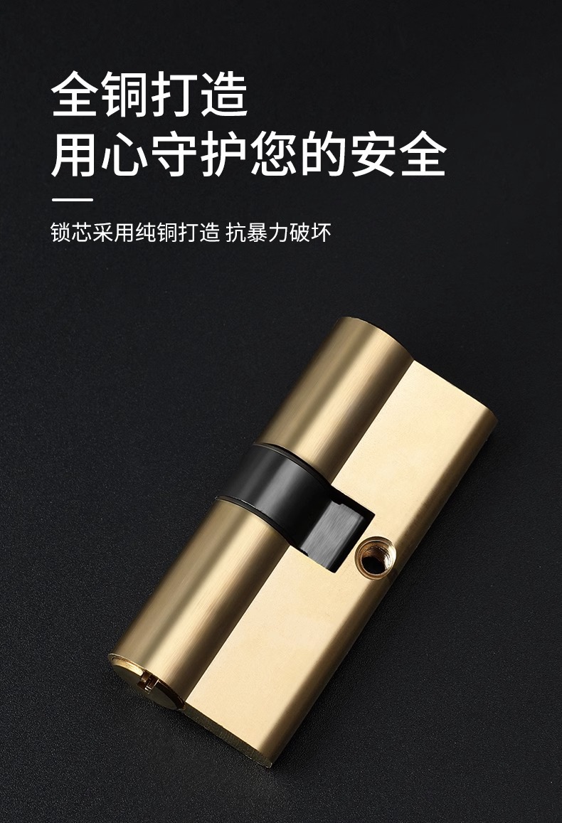 防盗门锁芯全铜ab锁心防撬家用通用型大门锁老式弹子双面全铜锁芯详情7