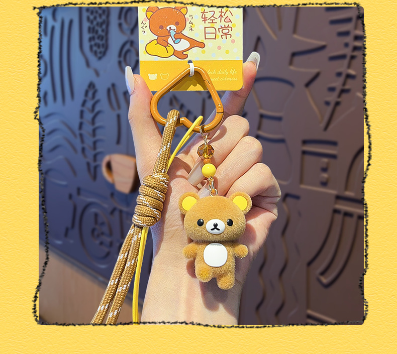 正版轻松小熊轻松日常系列钥匙毛绒玩偶挂件可爱小熊包包钥匙挂件详情8
