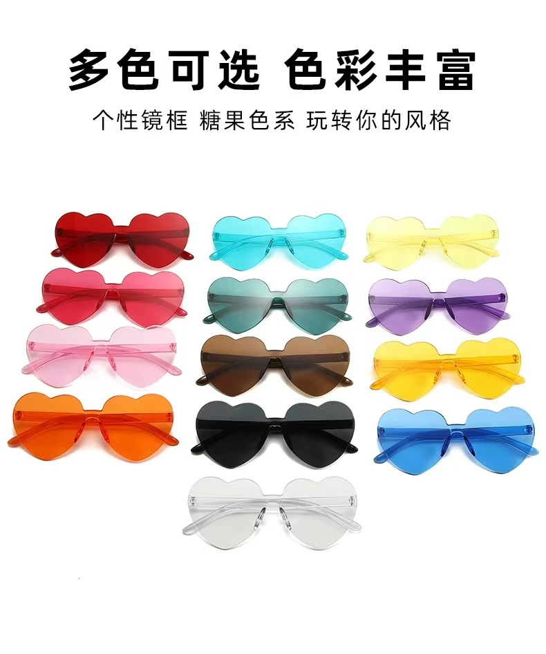 新款跨境儿童爱心太阳镜个性可爱糖果色桃心眼镜生日出游防晒墨镜详情4