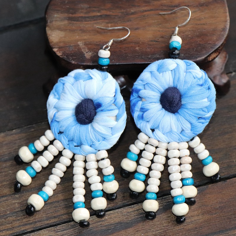 民族特色布艺扎染耳环时尚民族风女大理丽江舞台舞蹈饰品配饰批发详情2