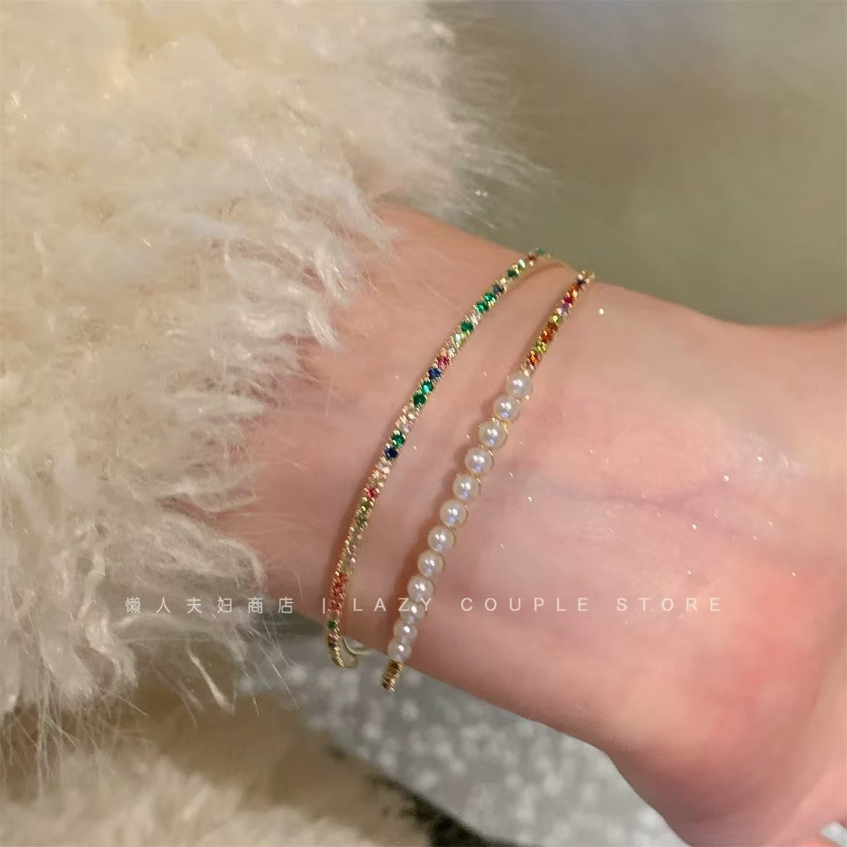 彩色多巴胺锆石手镯女设计感麻花扭结精致手链满钻双层叠戴手饰潮详情17