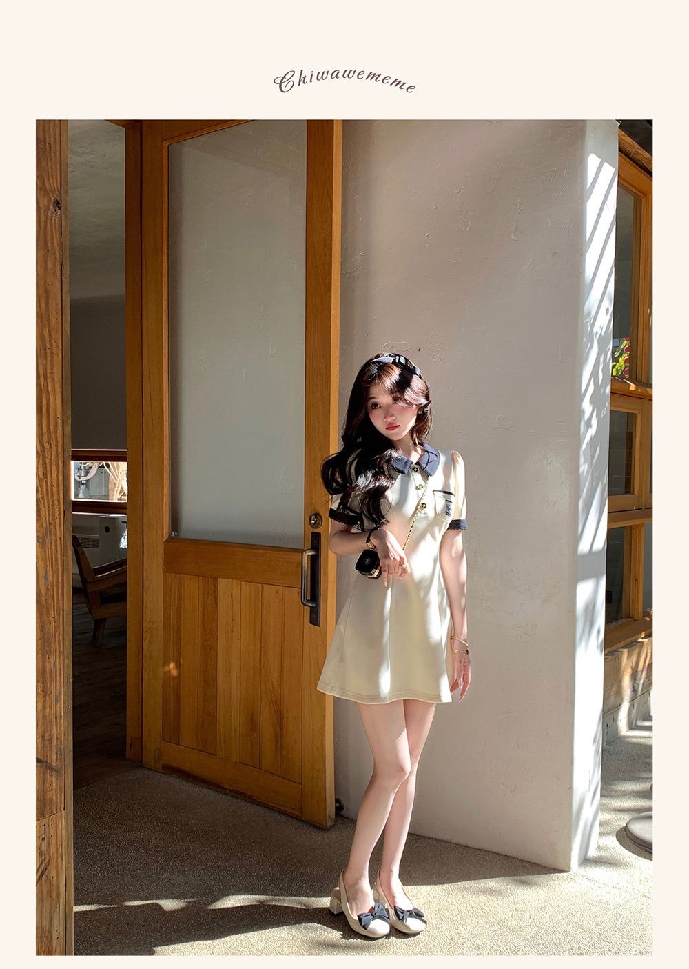 夏季新款设计感时尚POLO领短袖连衣裙女修身显瘦A子裙赫本风短裙详情16