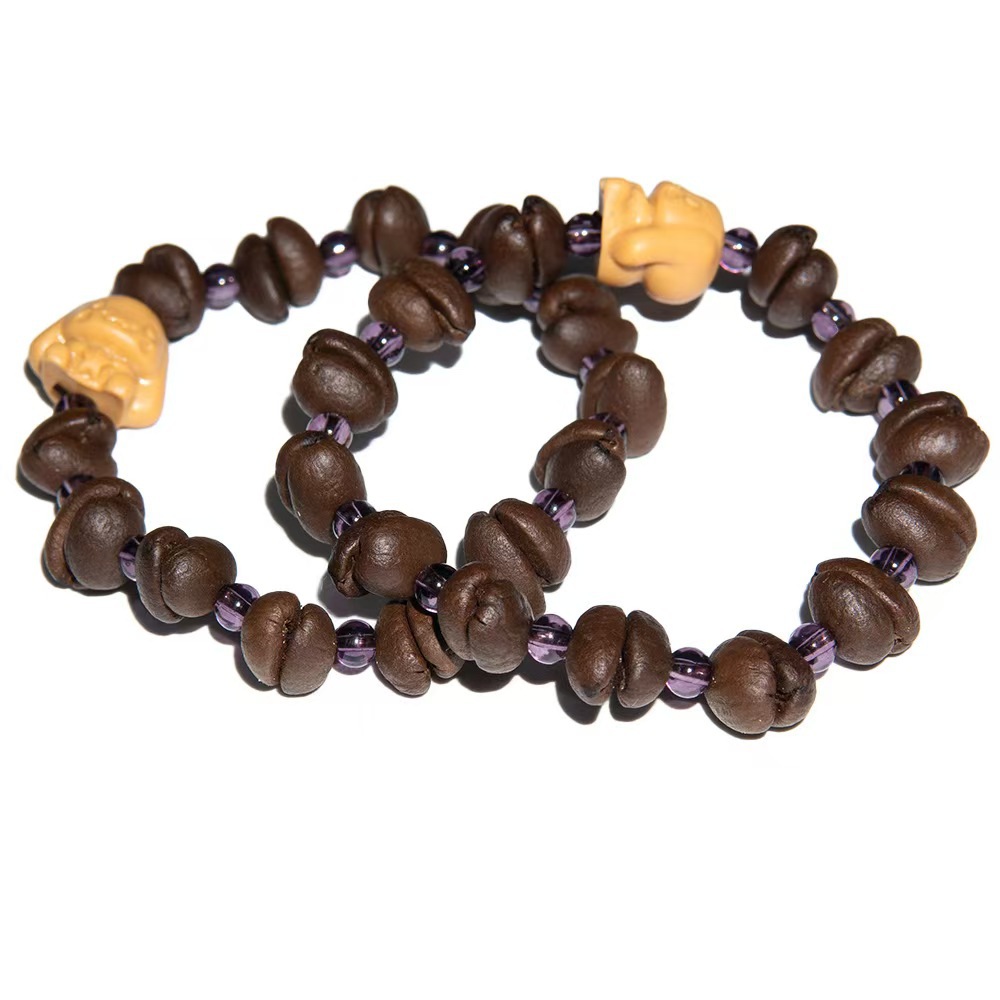 diy accessories with perforated natural coffee beans, spacer beads, loose beads, bracelets and strings, medium deep roasted round beads pic 8