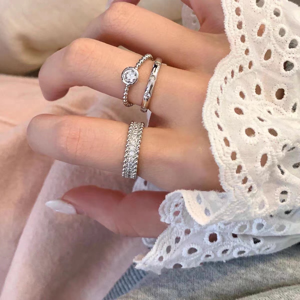 西太后星球戒指女轻奢小众锆石开口食指戒时尚个性设计感指环详情2