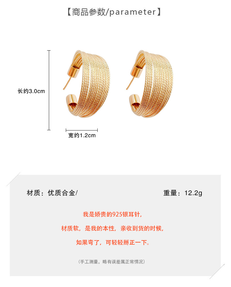 s925银针欧美夸张设计感耳圈2023年新款气质小众耳环网红轻奢耳饰详情3