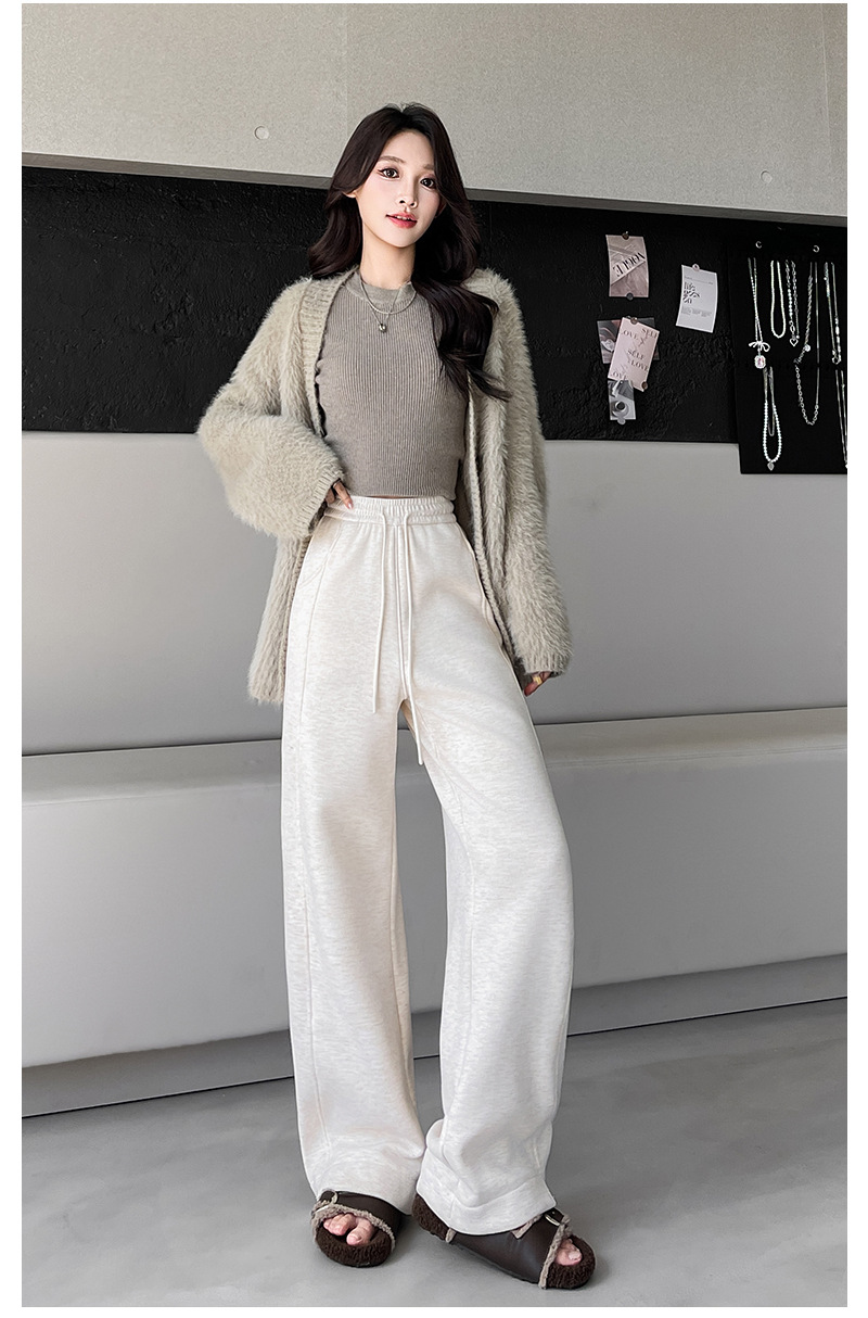 羊绒阔腿裤女秋冬季2025新款宽松直筒宽松垂感加绒加厚糯米休闲裤详情15