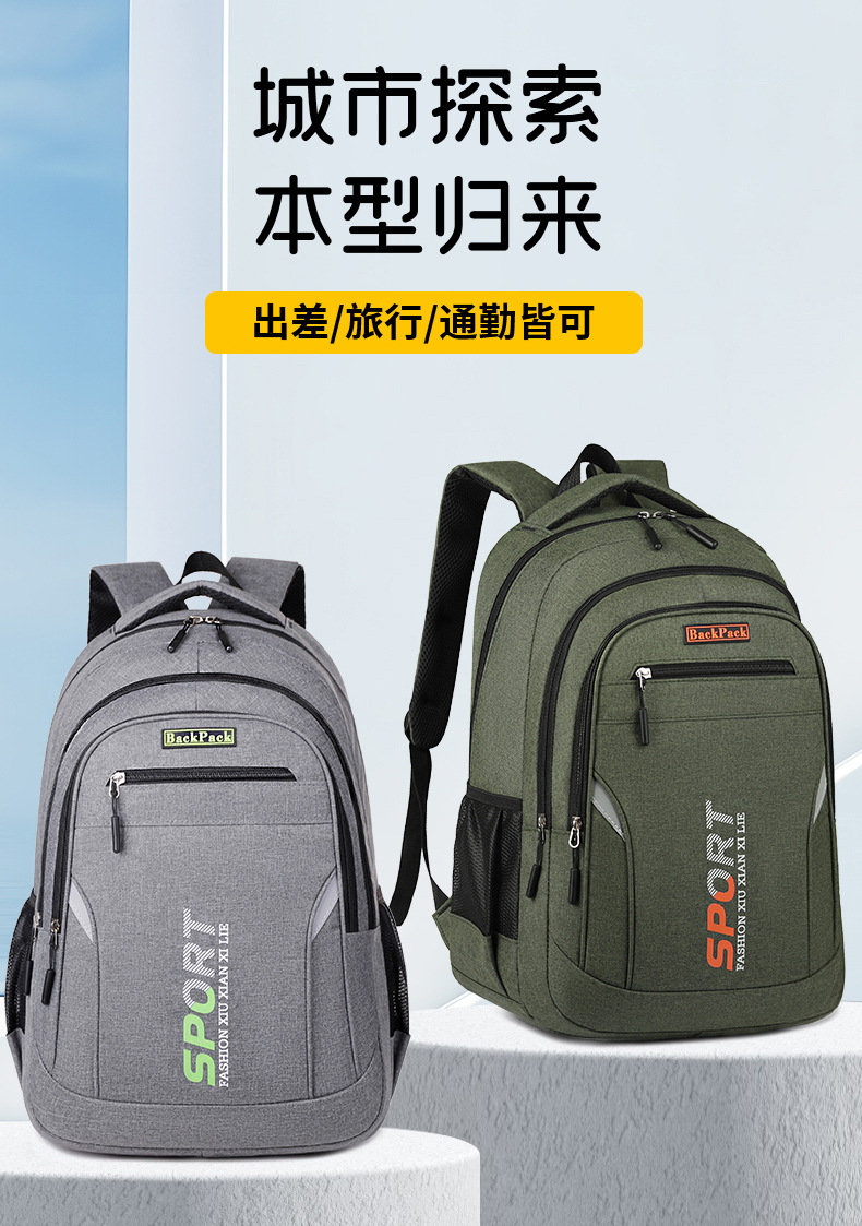 新款背包商务差旅大容量运动潮牌双肩包男款旅行潮款书包男高中生详情4