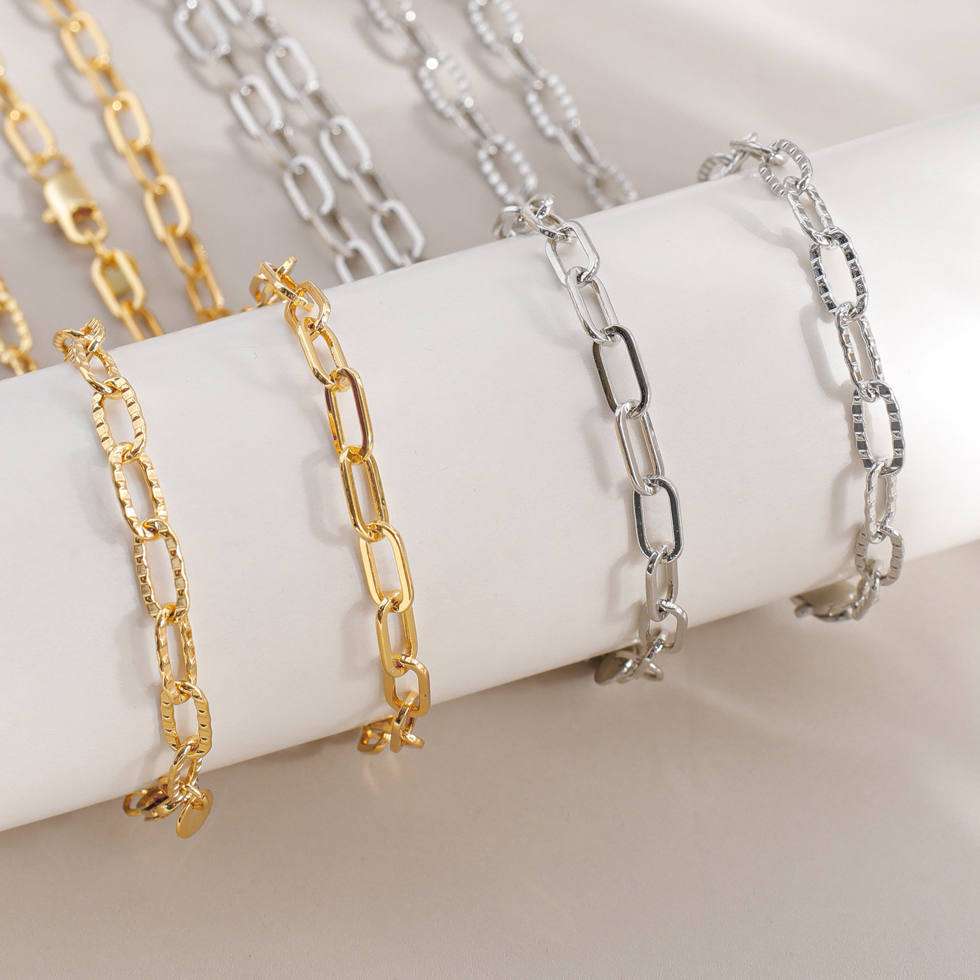 Hyacinth European and American fashion, simple and versatile pin chain necklace, ins minimalist style, copper plated 18K real gold chain, electrophoretic color preservation pic 2