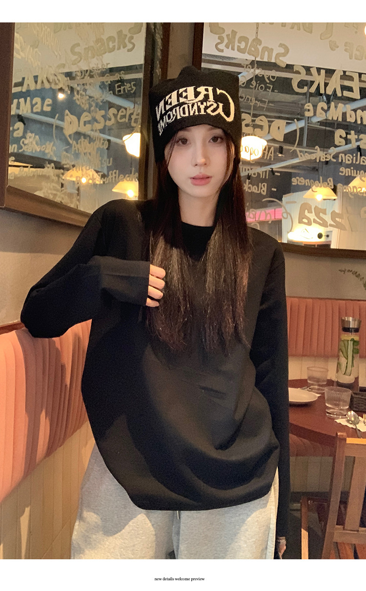 春秋长袖T恤女新款白色宽松内搭打底衫衣服韩系女装上衣一件代发详情14
