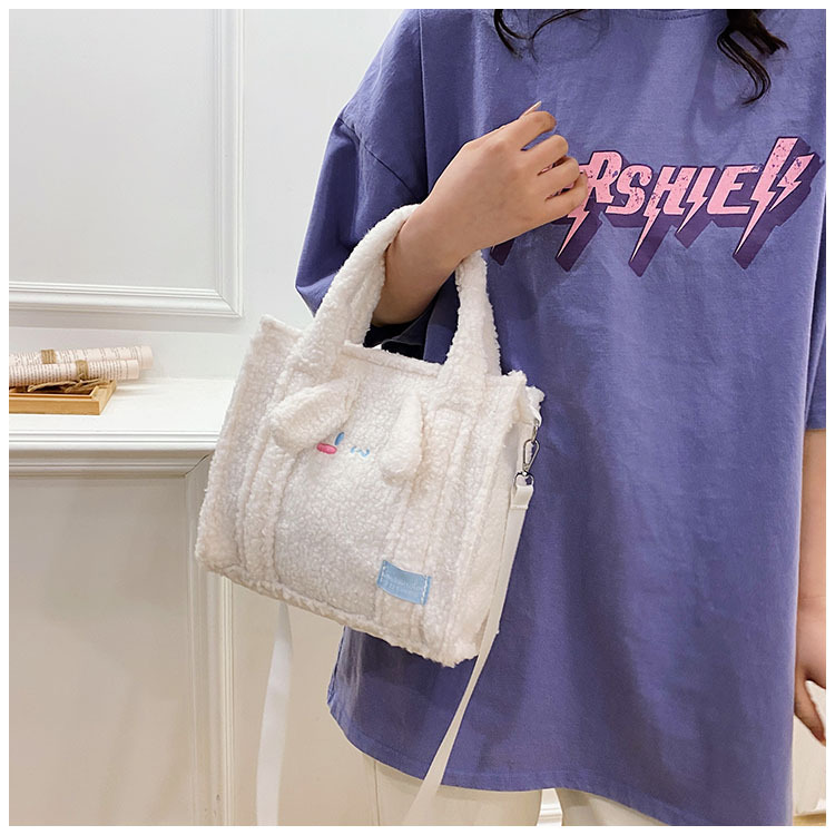 可爱库洛米毛绒手提包包女2024新款大容量百搭通勤学生上课托特包详情17