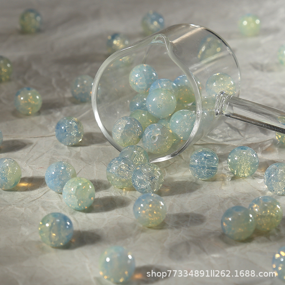 10mm【蛋白碎系玉碎珠】爆花琉璃珠手工diy手链串珠散珠饰品配件详情10