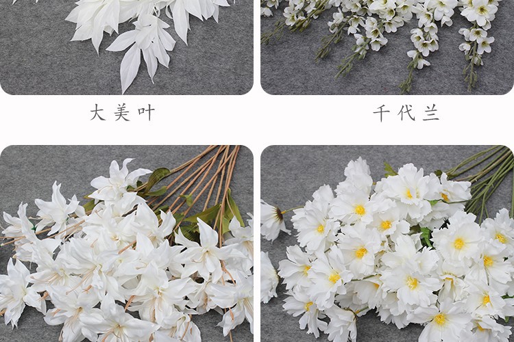 婚庆仿真花白绿系绿植植叶子材配叶酒店花艺装饰吊顶假树叶插花详情8