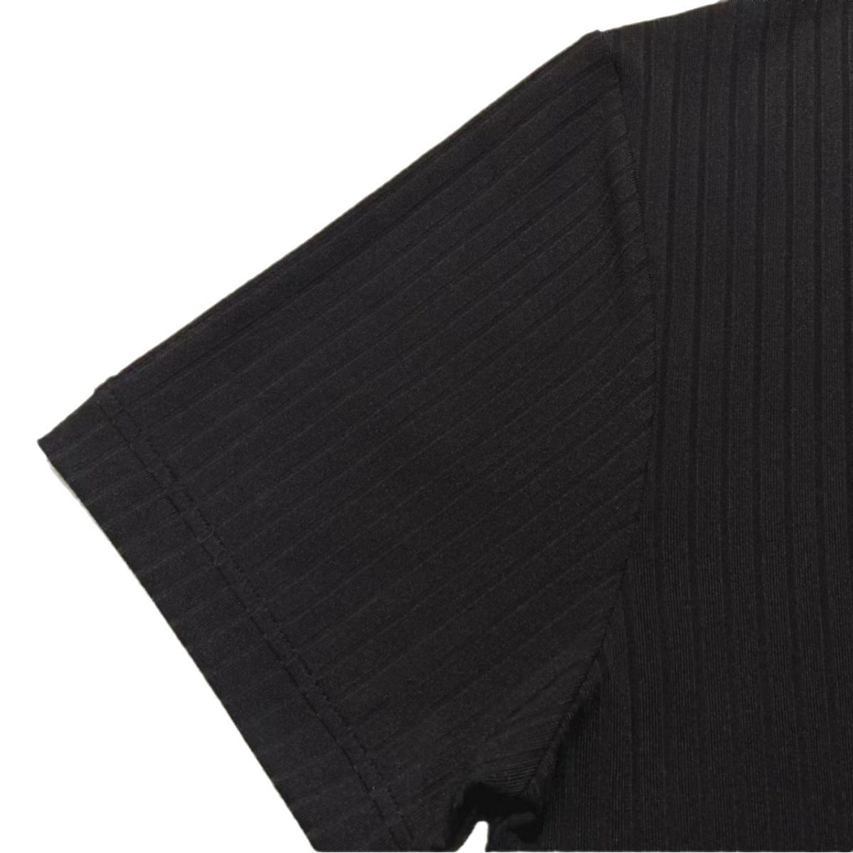 Temu跨境速卖通2025新款男士短袖上衣坑条V领修身短袖亨利T恤衫夏详情46