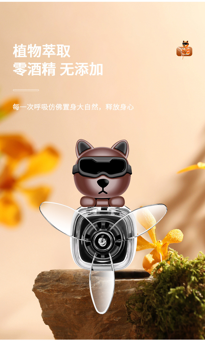 Cross-border new car aroma diffuser, car perfume, long-lasting high-end air outlet clip, fan decorative item, pointed ear dog card pic 8