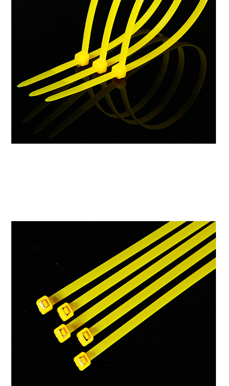 黄色扎带塑料扎带批发尼龙扎带平口垃圾袋废物袋封口扎带耐用详情4