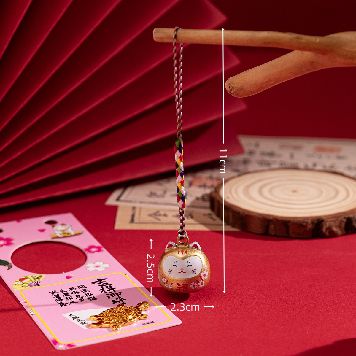 日式御守水音铃铛烤漆招财猫开运福招财猫水音铃铛手机钥匙挂饰详情10