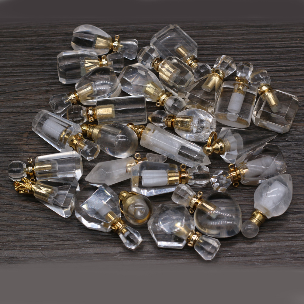 Exquisite natural semi-precious stone perfume bottles, white crystal, various shapes, DIY accessories, fashionable and exquisite wholesale production pic 69