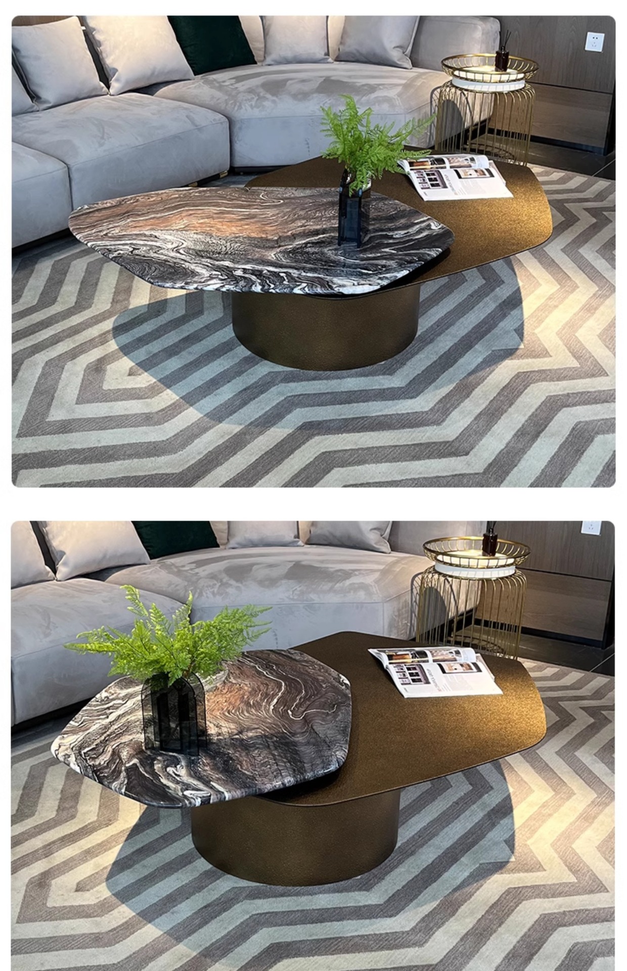 Rugiano living room light luxury marble rotating coffee table, creative minimalist designer high-end combination coffee table pic 10