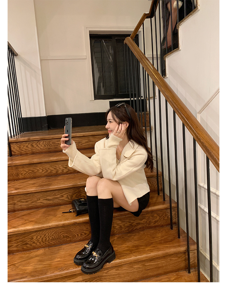 全牛皮~真皮小皮鞋女英伦风乐福鞋2023年新款圆头厚底日常JK单鞋详情41