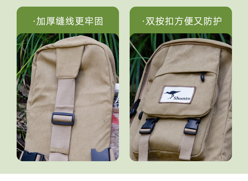 Shengtu Retro large-capacity single-shoulder bag, outdoor casual lightweight backpack, wear-resistant thickened compartment telescope bag pic 8