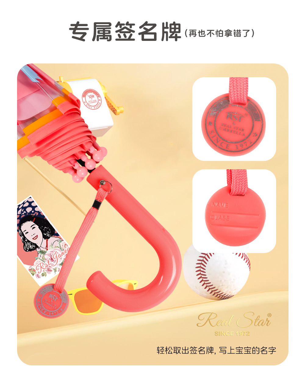 25年新品【跨境】儿童透明雨伞卡通猫咪恐龙图案19寸外贸伞现货详情11