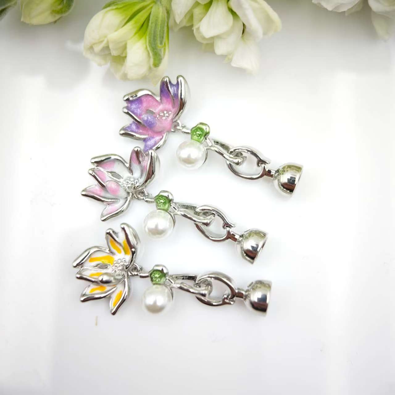 Pearl necklace buckle, cross buckle, electroplated high color retention mother-of-pearl necklace buckle, DIY bracelet, necklace buckle, D-shaped buckle pic 19