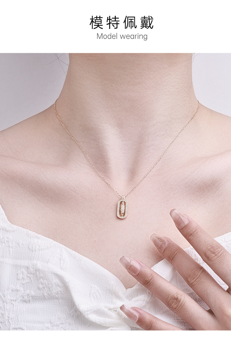 影响力饰品可转动吊坠中式老钱风轻奢镀金镶锆s925银项链饰品详情3