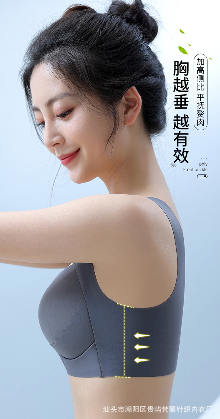 新款前排扣调整聚拢固定杯无钢圈美背运动无痕性感胖MM文胸内衣女详情11