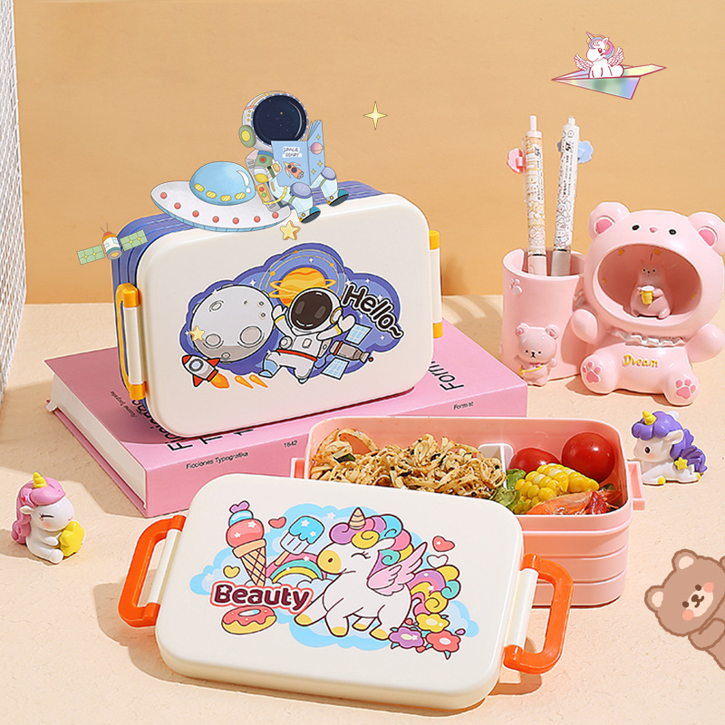 Nordic InS-style modern sealed lunch box, student dormitory bento box with lid, multi-functional compartments bowl with fork and spoon pic 7