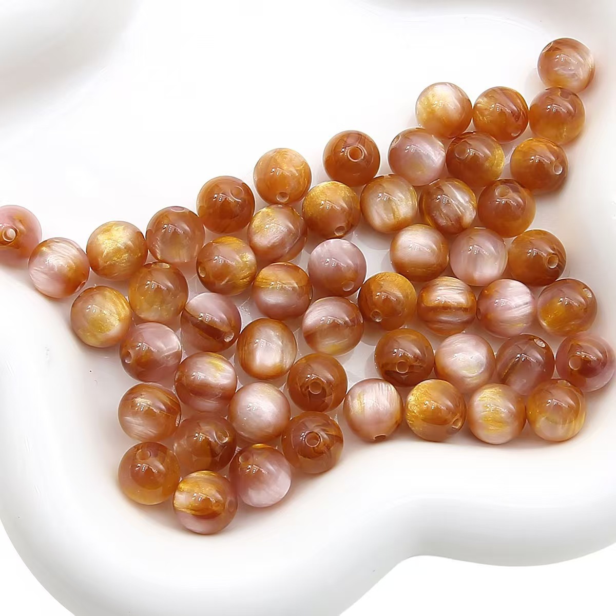 国风油画系列鎏金圆珠树脂珠子diy手工圆珠散珠手链串珠饰品配件详情3