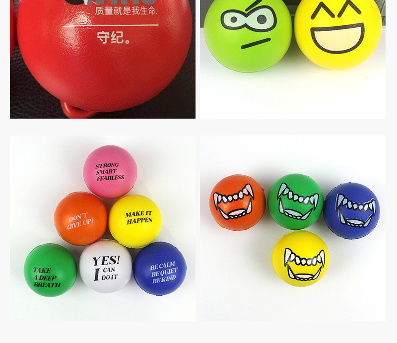 Colorful PU sponge slow rebound pressure ball rehabilitation training grip strength machine LOGO printed pressure relief and release ball toy pic 15