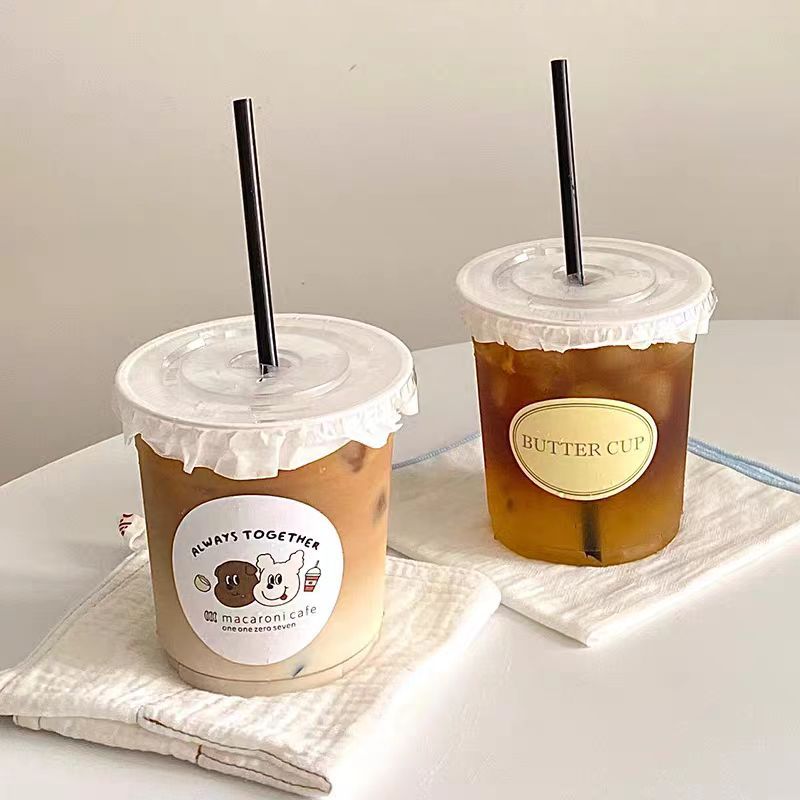 Transparent coffee cup, disposable with lid, Instagram popular cold drink, chubby milk tea cup, plastic packaged straight tube Dudu cup pic 1