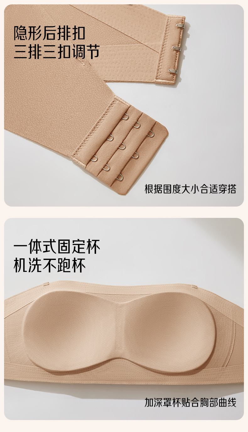 粉底液无肩带内衣女士薄款小胸聚拢防滑不掉隐形无痕抹胸美背文胸详情21