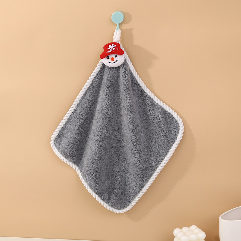 【 Chi Jia 】 Coral Fleece fringed Christmas Series Hand towels, hanging towels, Kitchen and bathroom towels, hanging hand towels pic 7