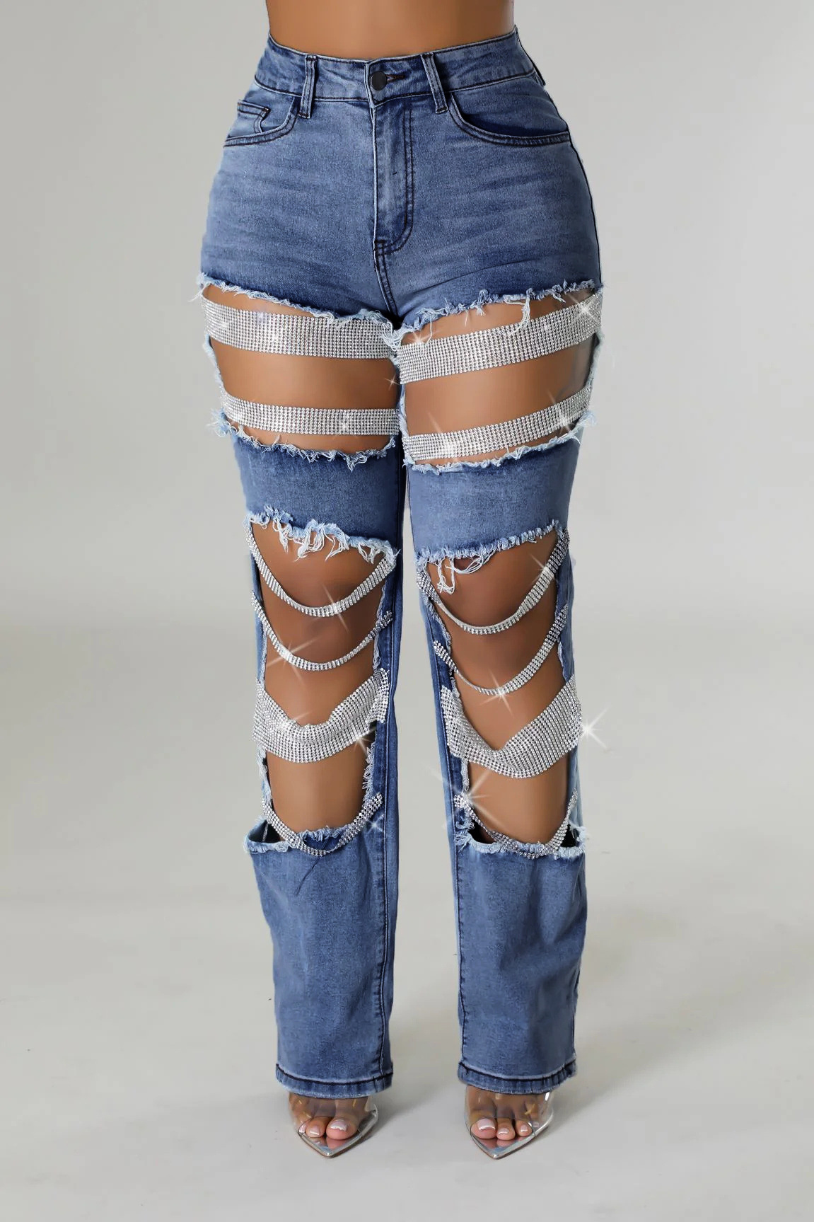 INS amazon aliexpress europa y Estados Unidos crossover 2026 big broach jeans mujer cadena de cuentas cadena colgante accesorios pantalones de corte recto pic 22