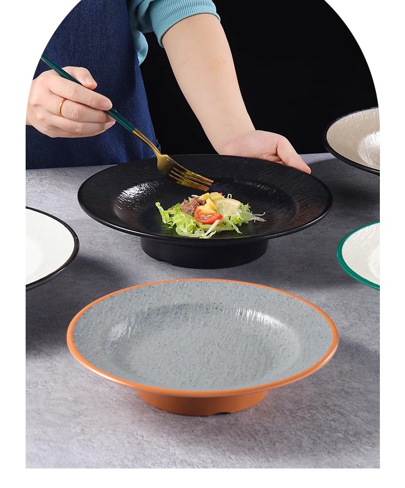 创意密胺高脚盘餐厅菜盘酒店餐具塑料凉菜盘子自助餐展示盘点心盘详情4