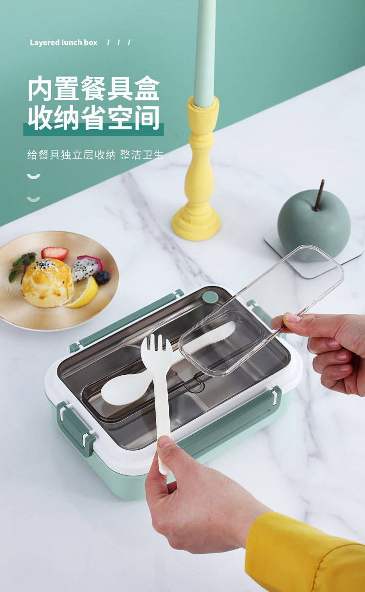 INS网红304不锈钢保温饭盒学生分格午餐盒办公成人便当盒bentobox pic 8