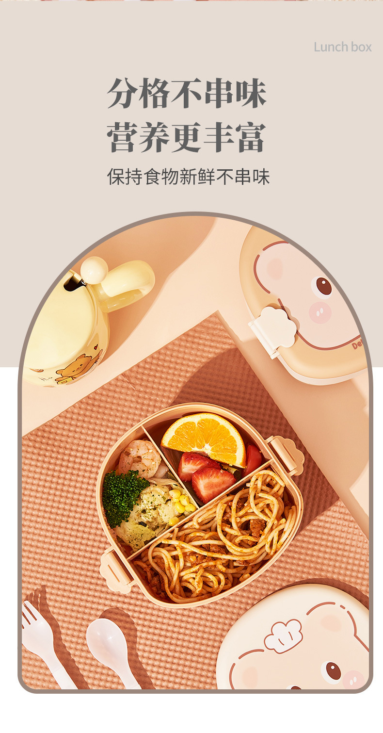 方形吐司饭盒便当盒带盖便携水果盒小学生分格餐盒高颜值塑料饭盒详情7