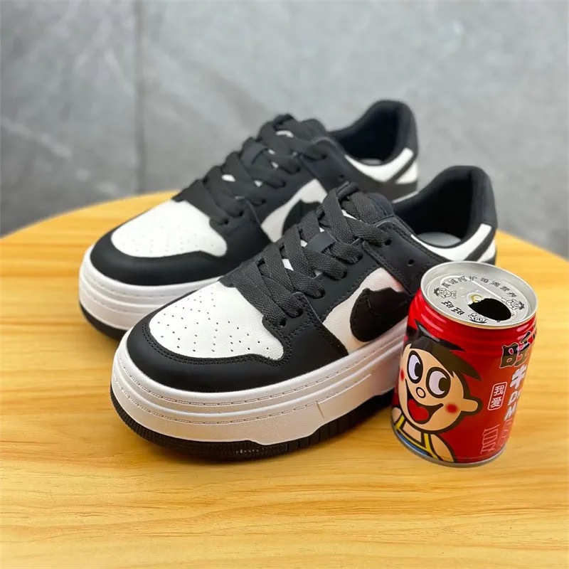 2024黑白色厚底真皮熊猫勾勾鞋女新款小白鞋云朵鞋休闲单鞋运动板详情11