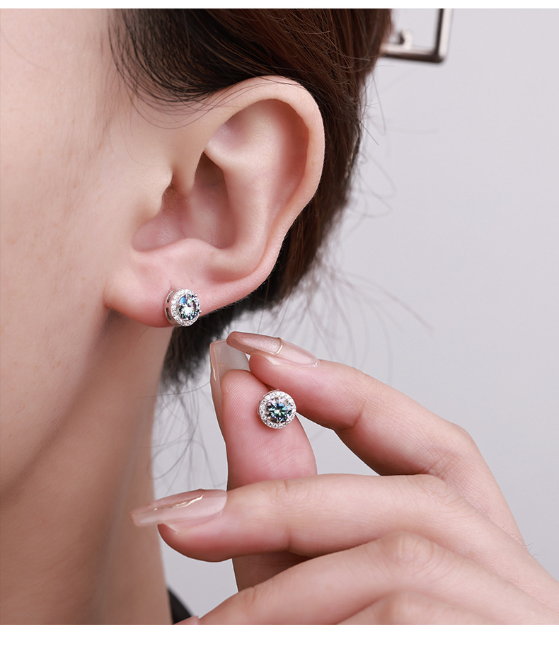 Zhuoheng selects Moissanite ear studs S925 silver pigeon egg-shaped Moissanite pure silver ear studs. Source factory, accessories, jewelry, wholesale earrings pic 20