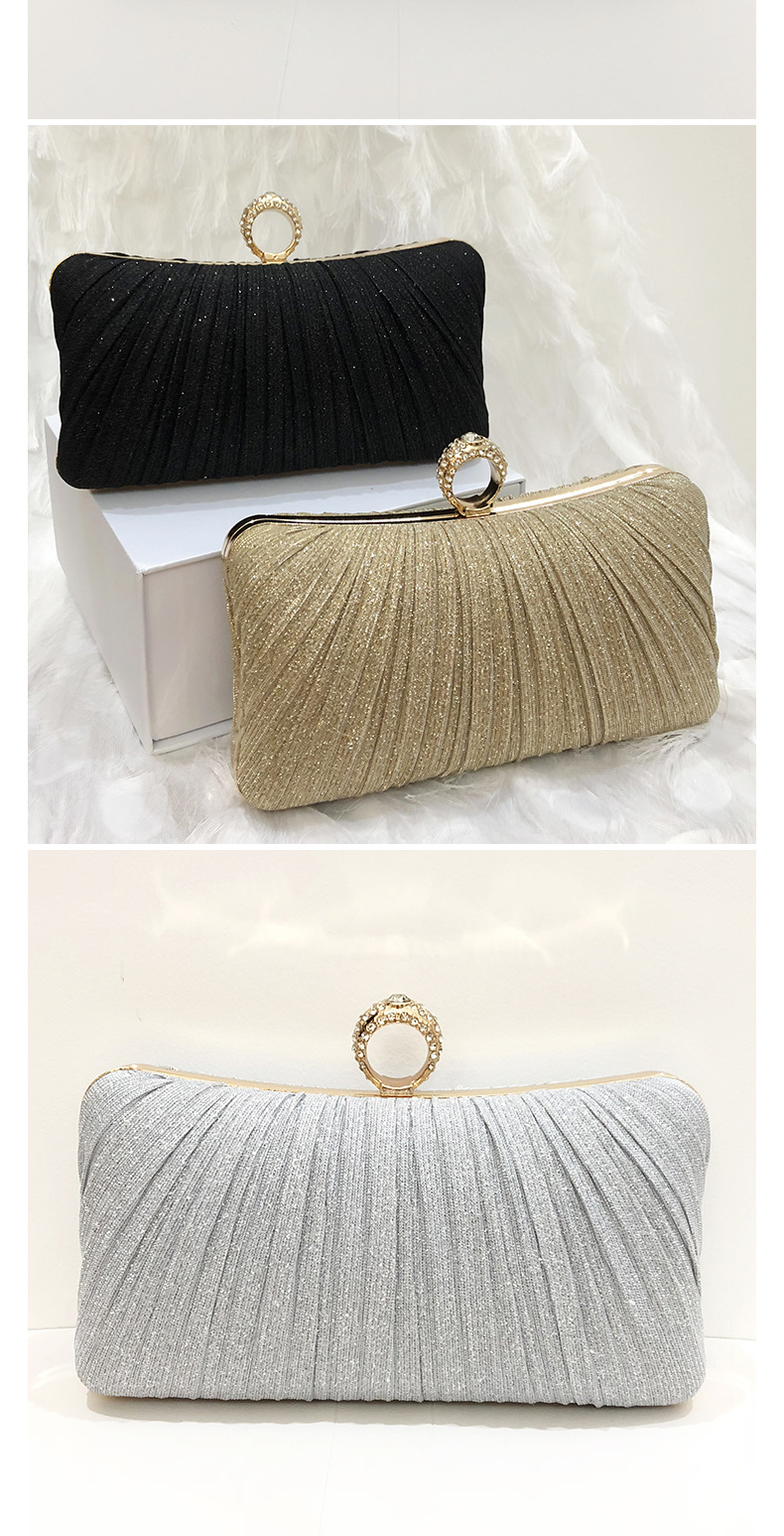 新款晚宴包褶皱手拿包晚装包新中式宴会包女士斜跨百褶礼服旗袍包详情18