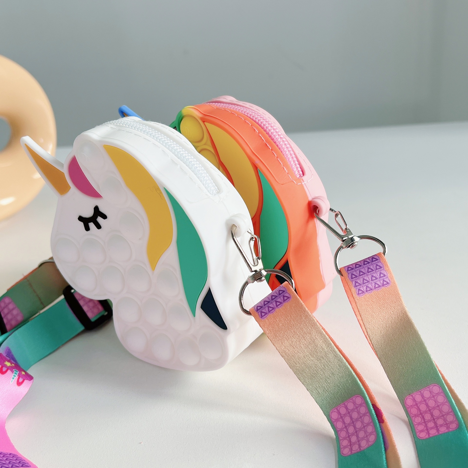 灭鼠先锋独角兽包包跨境新品儿童单肩斜挎包硅胶零钱包卡通泡泡包详情2