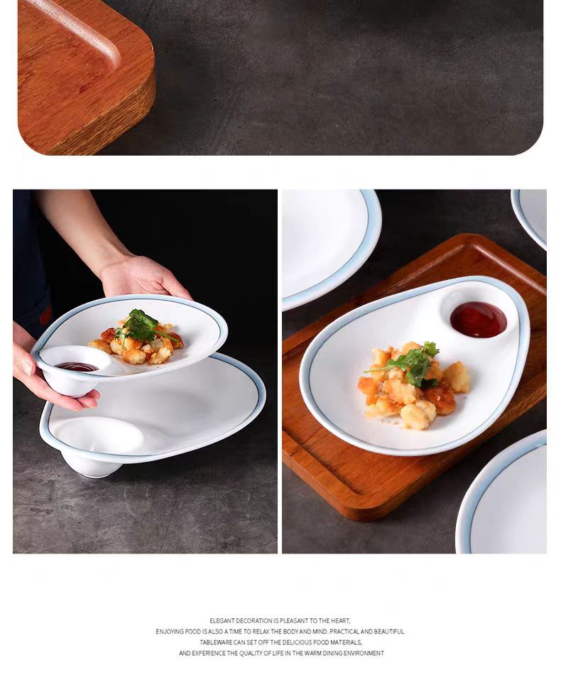 密胺饺子盘子带醋碟仿瓷酒店意境菜创意餐具饭店凉菜盘装虾盘商用详情4