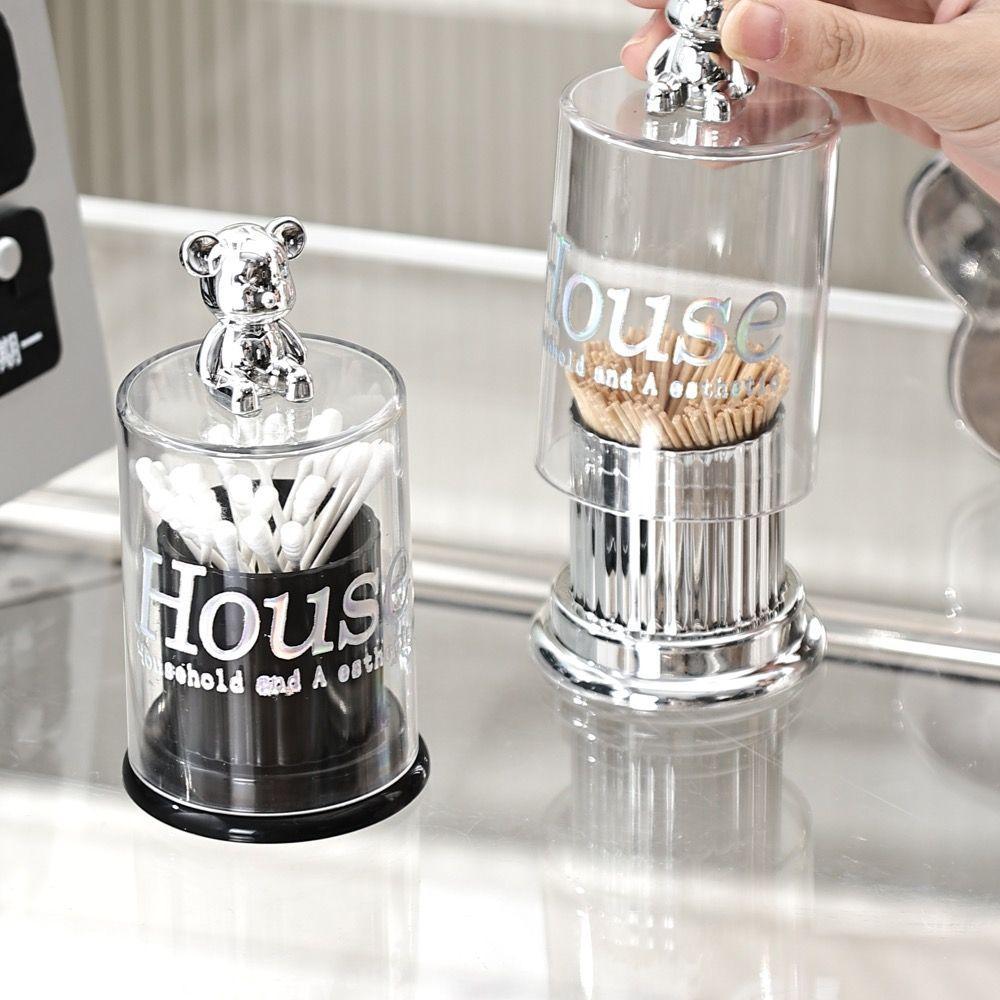 ins轻奢网红小熊牙签盒可爱牙签筒棉签盒牙线盒桌面收纳牙签罐详情6