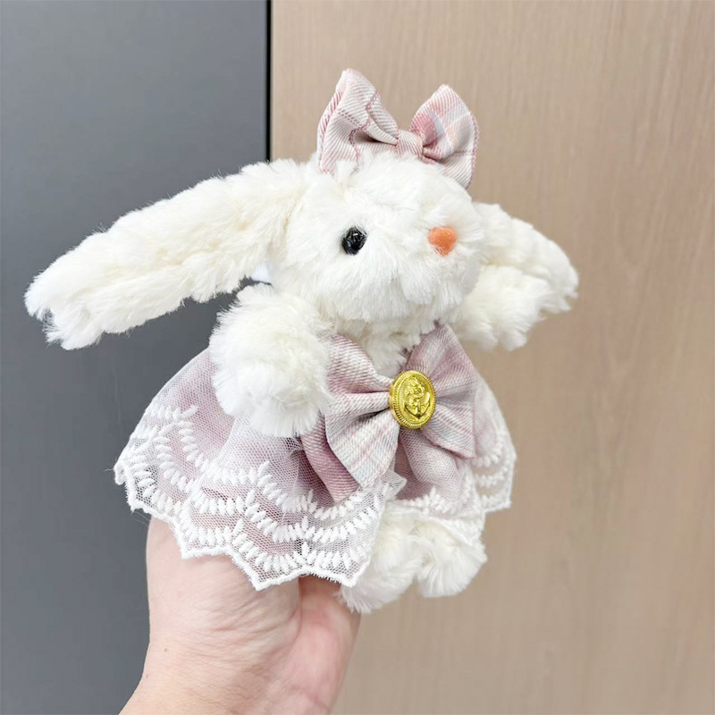 多巴胺格子长耳兔包包挂件小饰品可爱钥匙扣公仔玩偶兔子毛绒玩具详情24