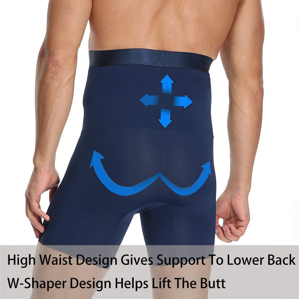 跨境欧美新款热销男士收腹束身提臀高腰运动五分点胶双层束腰裤详情12