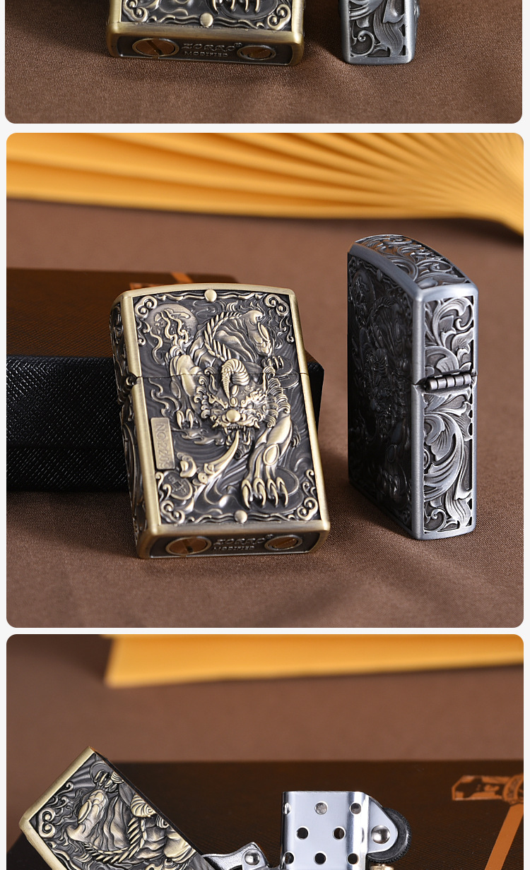 Zoro armor, PI Xiu, kerosene lighter, windproof, creative and personalized, 5-sided exquisitely carved three-dimensional, retro and nostalgic, a gift for your boyfriend pic 5