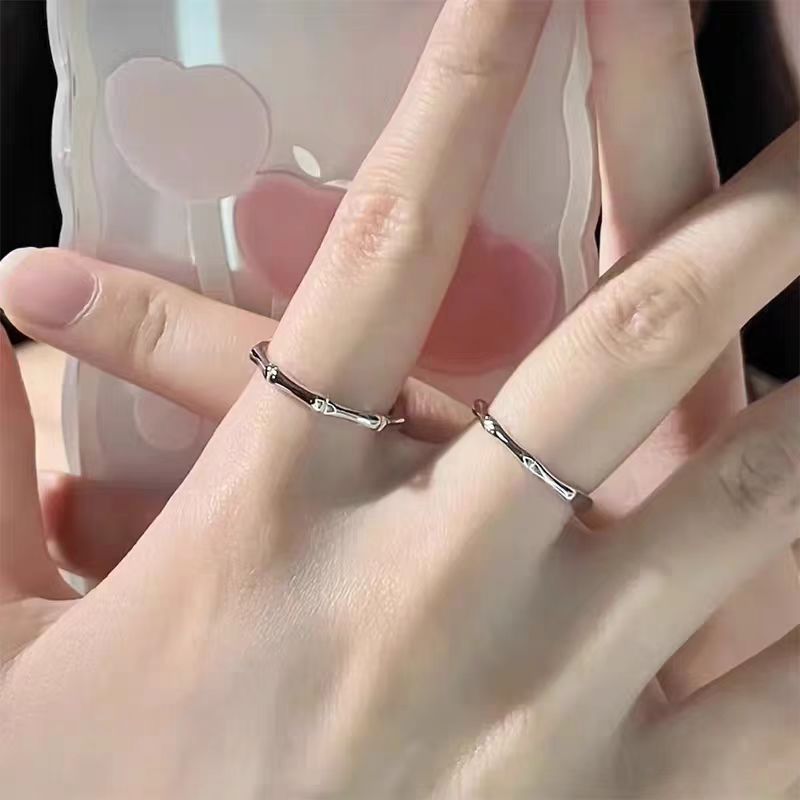 Couple rings, a unique design for a man and a woman. 925 sterling silver bamboo joint rings with open openings. A 520 gift for your girlfriend pic 7