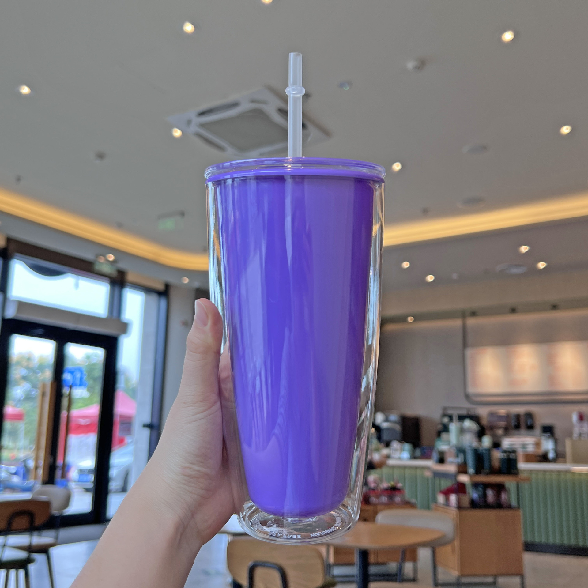 外贸新款双层塑料吸管杯高颜值网红大容量情侣杯子创意女王杯定制详情4